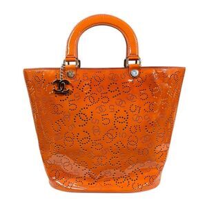 Chanel Family Product Punching Tote No.5 Coco Mark Tote Bag Enamel Orange